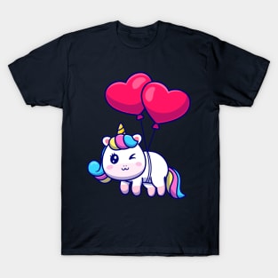 cute unicorn floating with love T-Shirt